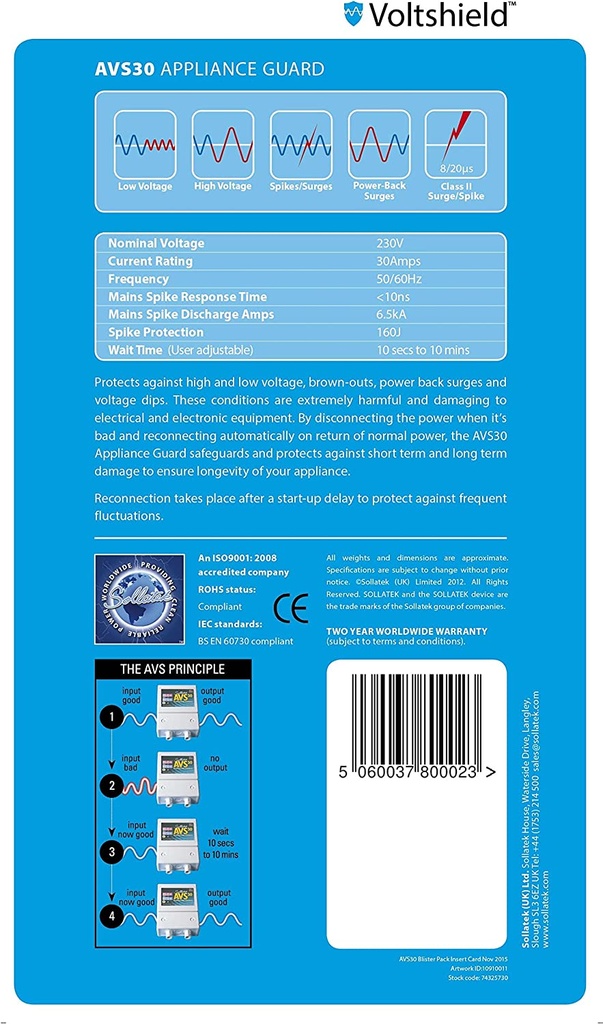 Sollatek AVS 30 Appliance Guard For Air Conditioners, Large Freezers/Fridges AVS30