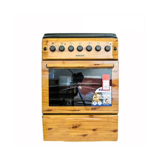 Bruhm Free Standing Cooker 60×60, 4 Gas Burner, Electric Oven Wooden Finish, BGC-6640TN