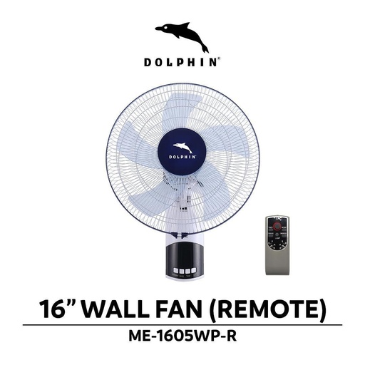 Dolphin 16" Wall Fan With Remote Control ME-1605WP-R